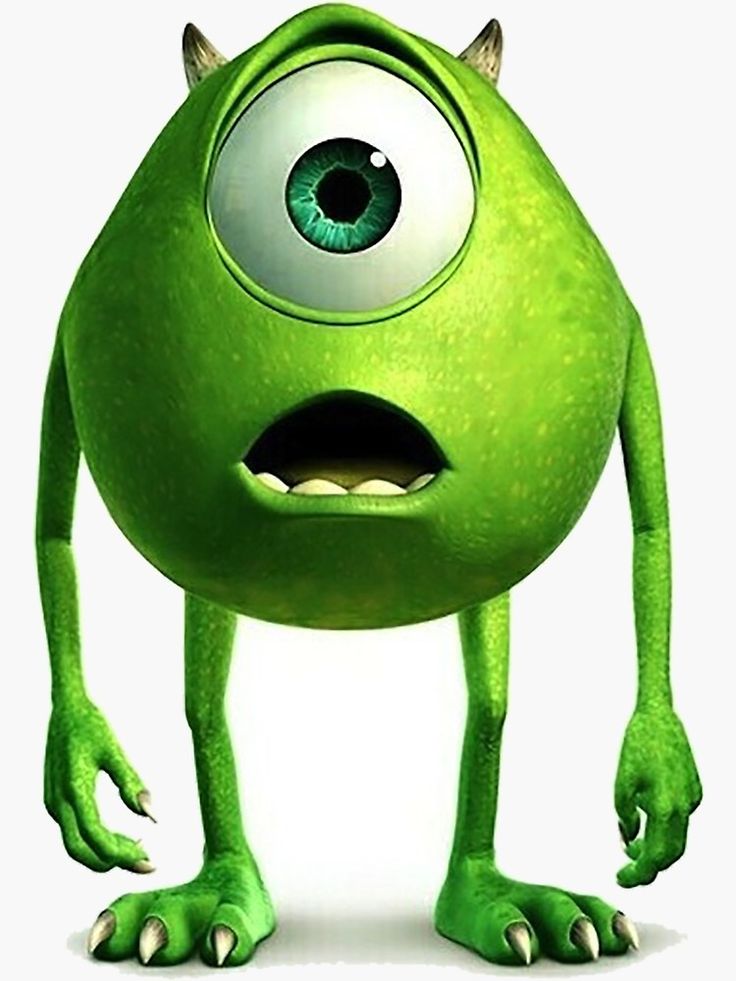 a green monster with big eyes and horns on it's head, standing in front of a gray background