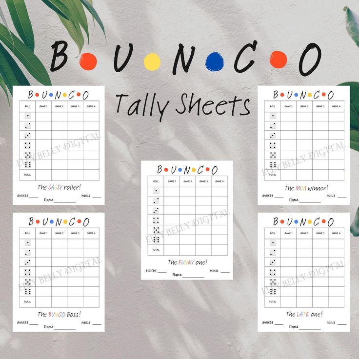 the printable bunco daily planner sheets are shown in four different colors and sizes