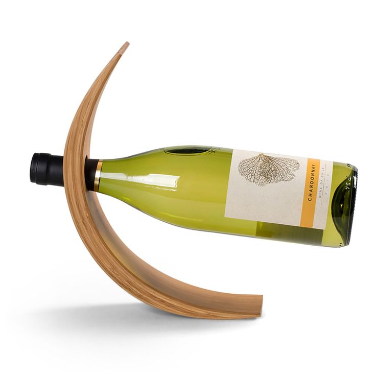 a wine bottle holder made out of wood