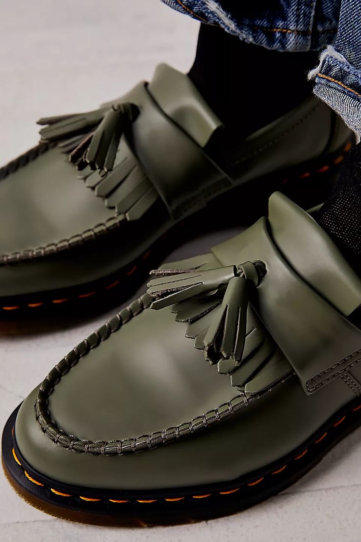 Dr Martens Adrian Loafers, Adrian Loafers, Martens Loafers, Dr Martens Loafers, Dr Martens Adrian, Green Fits, Flat Mules, Business Shoes, Women Oxford Shoes