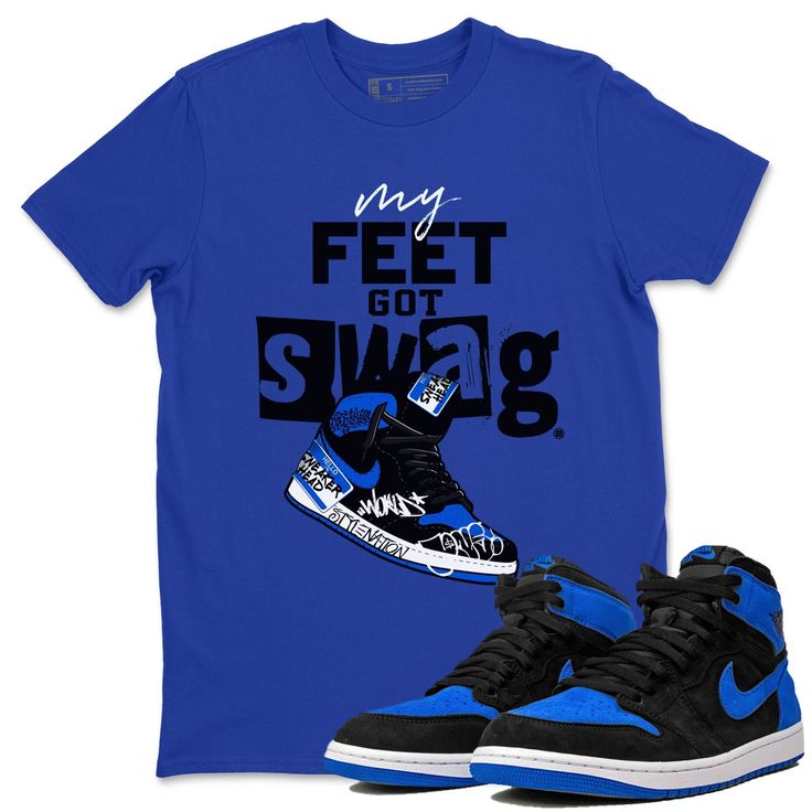 Free domestic shipping on all orders over $60! The Drip Gear Zone is the best sneaker matching clothing to match the famous sneakers. Selling exclusive custom-designed tees, to match the latest sneaker release. My Feet Got Swag t-shirt design was made to superbly match your kicks. Shop our Drip Gear Zone collection now to find the best sneaker shirts and Jordan outfits. We have a lot of high-quality sneaker match shirts and more. 100% Cotton [Black,White] 90% Cotton / 10% Polyester [Heather Grey] 50% Cotton / 50% Polyester [Safety Green] Hoodie/Sweatshirt - 80% Cotton / 20% Polyester Short Sleeve Graphic T-shirt For Sneaker Matching, Blue Sporty T-shirt With Graphic Design, Blue Sporty Shirt For Streetwear, Sporty Blue Shirt For Streetwear, Blue Sporty Streetwear Shirt, Blue Graphic Design Shirt For Streetwear, Sporty Screen Print Shirt For Streetwear, Jordan 1 Low Green, Jordan Outfits