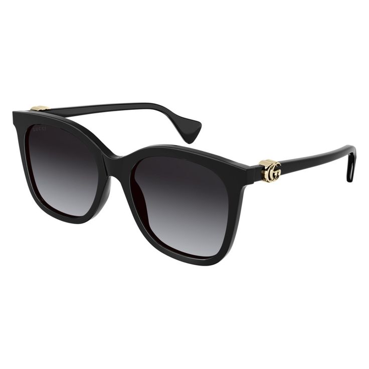 Introducing the Gucci GG1071S sunglasses, a luxurious and stylish accessory for the modern woman. Crafted with the highest quality materials and meticulous attention to detail, these sunglasses are sure to make a statement wherever you go. The frame of the GG1071S is a sleek black acetate, exuding sophistication and elegance. The cat eye style adds a touch of vintage glamour, perfect for those looking to add a retro-inspired twist to their look. The subtle grey lenses provide a chic contrast to the black frame, offering both style and functionality. With a lens socket width of 55 and a bridge size of 19, these sunglasses are designed to provide a comfortable and secure fit. The temple length of 145 ensures that the sunglasses will stay in place, even during long hours of wear. Plus, the RX Gucci Luxury Cat Eye Sunglasses, Elegant Gucci Sunglasses For Evening, Chic Matte Black Sunglasses With Tinted Lenses, Gucci Luxury Cat Eye Polarized Sunglasses, Gucci Luxury Cat Eye Sunglasses With Polarized Lenses, Chic Formal Sunglasses With Gradient Lenses, Chic Wayfarer Sunglasses For Evening, Chic Evening Wayfarer Sunglasses, Elegant Sunglasses With Tinted Square Lenses