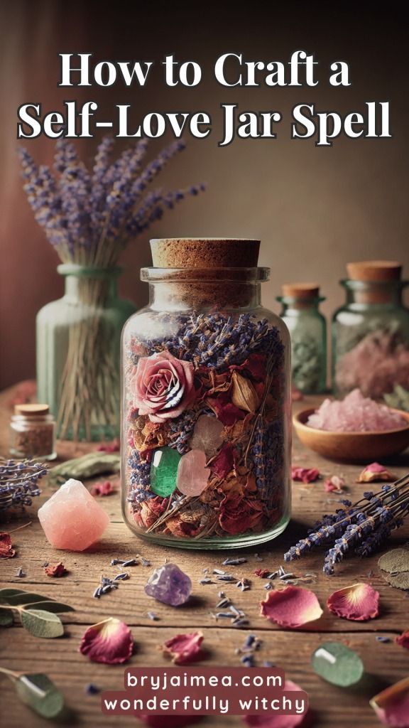 Craft your own self-love jar spell to manifest confidence and positivity. This guide shows you how to fill your jar with herbs, crystals, and affirmations that resonate with self-love energy. Learn to choose ingredients like rose petals, lavender, and rose quartz to amplify your intentions. Follow this step-by-step guide to create a powerful and beautiful spell jar that helps you embrace self-acceptance and inner strength. Good Vibes Spell Jar, Spell Jar Ornaments, Beauty Spell Jar Recipe, Sour Jar Spell Witchcraft, Witch Jars Diy, Diy Spell Jars, Spell Jars Witchcraft, Spell Jars Recipes, Self Love Jar