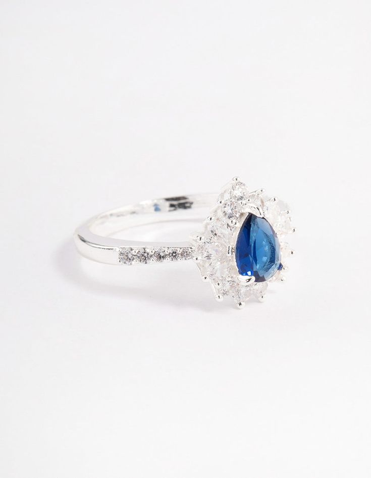 Curate your everyday stack with our collection of genuine plated rings! Explore our range of real gold and silver plated pieces, from chunky statement rings to dainty, layering pieces. This ring is crafted with real silver and features a regal, pear design for a unique finish. | Lovisa Silver Plated Regal Pear Ring, Size: Small/Medium, Blue Peacock Ring, Pear Ring, Floating Flowers, Snake Ring, Halo Rings, Favorite Rings, Flower Ring, Layering Pieces, Real Gold