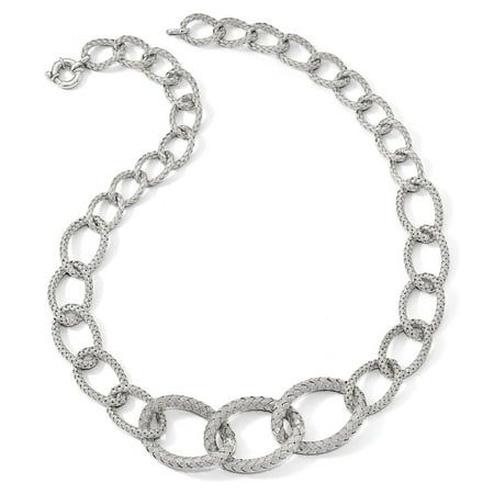 Leslie's Sterling Silver Woven Necklace. Material: Primary - Purity:925|Finish:Polished|Plating:Rhodium|Chain Length:22 in|Clasp /Connector:Spring Ring (Fancy)|Clasp Thickness (Female end):6.25 mm|Clasp Thickness (Male end):4.75 mm|Clasp Width (Female end):1.75 mm|Clasp Width (Male end):13.5 mm|Feature:Hollow|Material: Primary:Sterling Silver|Item Weight U/M:gm|Product Type:Jewelry|Jewelry Type:Necklaces|Sold By Unit:Each|Necklace Type:Fancy Necklace|Material: Primary - Color:White|Plating Color Necklace Fancy, Woven Necklace, Fancy Necklace, Fashion Portfolio, Sterling Silver Necklace, Spring Rings, Chain Lengths, Chain Length, Primary Color