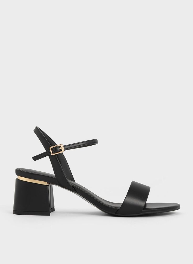 Black Open Toe Ankle Strap Block Heel Sandals | CHARLES & KEITH Trendy Low Heel Sandals For Formal Occasions, Trendy Formal Sandals With Sculpted Heel, Sleek Summer Heels With Contrasting Heel Counter, Summer Ankle Strap Block Heels For Work, Evening Slingback Sandals With Contrasting Heel Counter, Evening Slingback Sandals With Contrasting Heel, Summer Workwear Block Heels With Ankle Strap, Summer Workwear Ankle Strap Block Heels, Formal Black Slingback Sandals For Summer