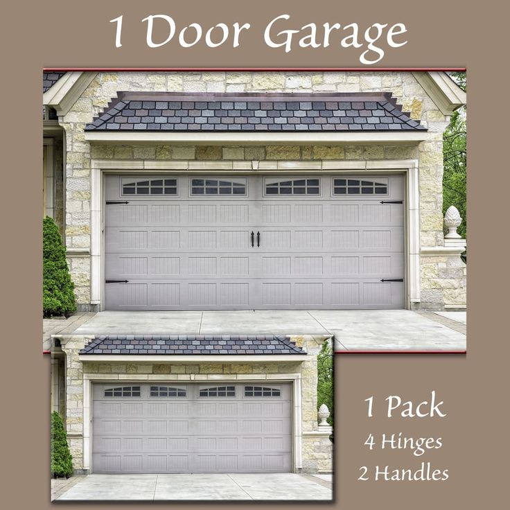 two garage doors are shown with the words, door garage 1 pack 4 hinges and