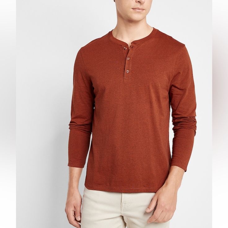 New With Tags! Express Long Sleeve Jersey Henley, Size Xl. Color Is “Rust”. *Posh Ambassador*Fast Shipper*Top Rated Seller* Casual Henley Neckline Winter Top, Casual Winter Tops With Henley Neckline, Winter Cotton Tops With Henley Neckline, Winter Cotton Top With Henley Neckline, Classic Brown Tops For Casual Gatherings, Classic Brown Tops For Casual Wear, Casual Brown Henley Neckline Top, Casual Henley Neckline Tops For Gatherings, Casual Henley Neckline Tops For Fall