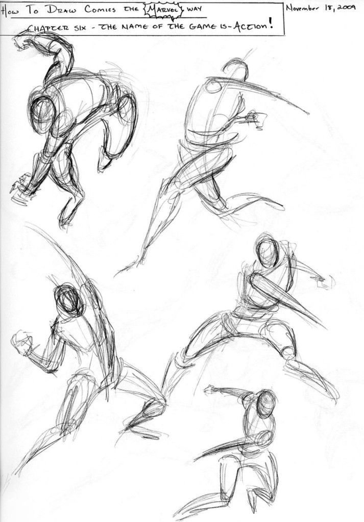 some sketches of people doing different poses