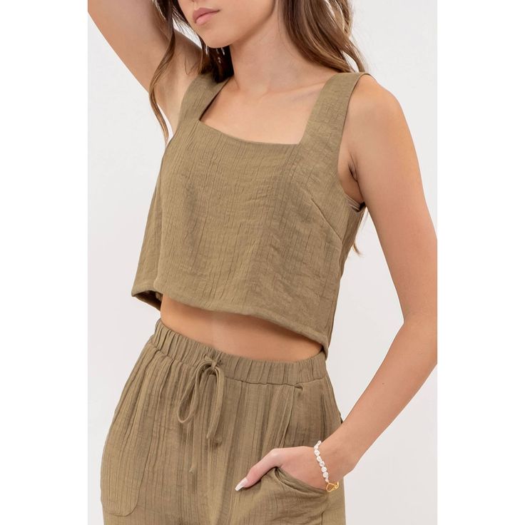 Introducing our must-have Olive You Crop Top, featuring a trendy square neckline and flattering sleeveless design. Elevate any outfit with this versatile and stylish piece that will make you stand out from the crowd. Perfect for day or night, this top is a must-have in every fashion-forward wardrobe! Material: 64% Rayon, 36% Polyester Spring Tank Top With Square Neck, Summer Tank Top With Square Neck For Spring, Casual Square Neck Camisole, Square Neck Crop Top For Spring Vacation, Chic Square Neck Tank Top For Vacation, Summer Cotton Tank Top With Square Neck, Square Neck Cotton Tank Top For Summer, Cotton Square Neck Tank Top For Day Out, Chic Cotton Tops With Straight Neckline