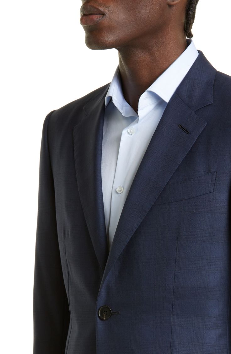 The luxurious high-thread-count wool fabric—named for the Italian word for 120,000—serves as a brilliant backdrop for the classic plaid patterning this suit. Precise pickstitching showcases the label's scrupulous attention to detail. Jacket has notched lapels, split cuffs, chest welt pocket, front pocket, side vents Pants have zip fly 100% wool Dry clean Made in Italy Men's Designer Clothing Timeless Plaid Wool Suits, Luxury Plaid Single Breasted Suit, Timeless Plaid Suits For Tailoring, Elegant Plaid Suit With Notch Lapel, Luxury Plaid Suit For Office, Elegant Plaid Suit For Semi-formal Occasions, Elegant Plaid Blazer For Business, Luxury Long Sleeve Plaid Suits, Luxury Plaid Suits With Suit Collar