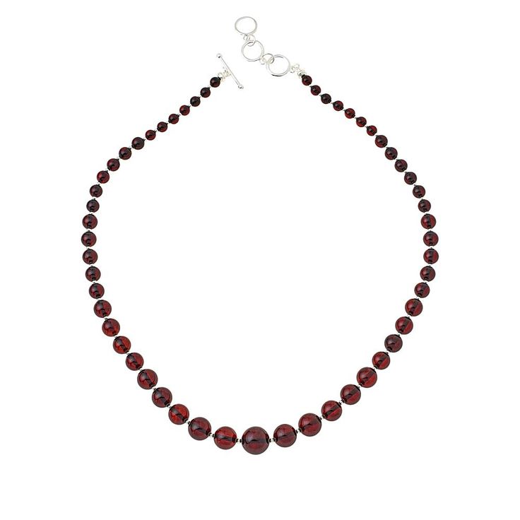 Amber Extraordinaire 20" Sterling Silver Graduated Bead Necklace A glowing showcase of amber, this lovely layering piece is a statement staple that's easy to style and wear.        Approx. 20"L x 1/2" with 1-3/8" extender      Stamped .925; sterling silver     Toggle clasp    Stone Information       All sizes and weights approximate     Pressed Cognac Amber: Smooth bead (5-12mm); mined in Poland     Pressed Cherry Amber: Smooth bead (5-12mm); mined in Poland   Good to Know      The amber's color Amber Necklaces With 8mm Beads For Gift, Amber Necklace With 8mm Beads For Gift, Amber Bead Necklace 8mm As Gift, Classic Red Faceted Necklaces, Classic Amber Necklaces For Jewelry Making, Classic Red Gemstone Beads Necklace, Amber Single Strand Beaded Round Necklace, Classic Red Necklace With Gemstone Beads, Amber Single Strand Beaded Necklace