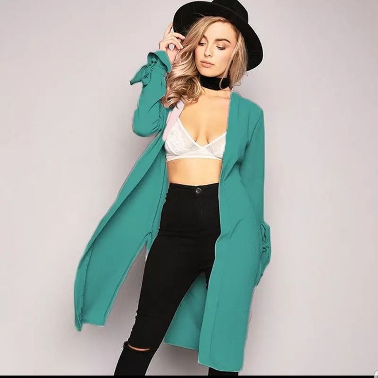 Green Silk Cardigan. Chic V-neck Cardigan For Office, Chic V-neck Outerwear With Pockets, Elegant Open Front Cardigan For Fall, Trendy Fitted V-neck Sweater Coat, Chic Sweater Coat For Fall, Chic Sweater Coat For Fall Day Out, Chic Fall Sweater Coat For Day Out, Chic Long Green Outerwear, Chic Solid Color Open Front Sweater Coat