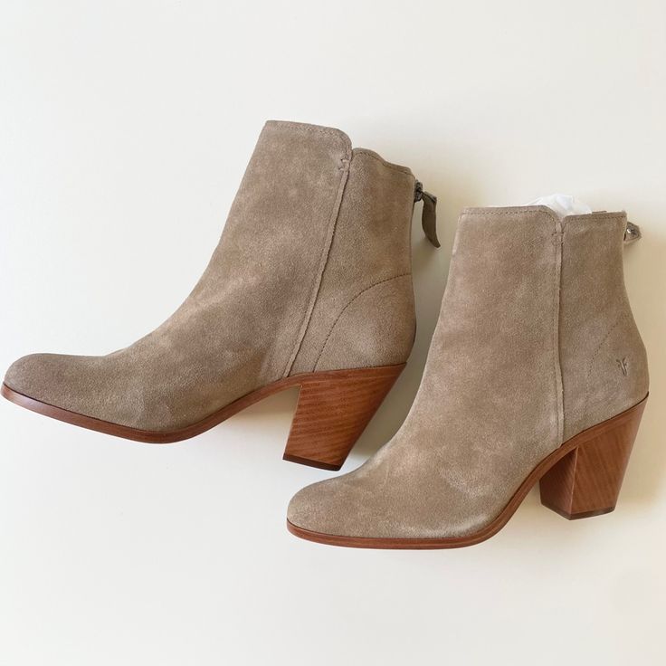 These Ankle Boots Have A Cool Classic Feel That's Reflective Of Iconic Styles. Made From Suede And Set On A Mid-Heel, So They're Perfect For Busy Days On Your Feet. The Zip Closure Allows Easy Slip On & Off. - Condition: Brand New/Unworn With Tags (Securely Packed + Shipped Without Original Shoebox) - Style No: 3478464-Bei - Orig: $328 - Color: Beige (Taupe, Mushroom, Tan, Brown) - Tag Size: Us 9.5m - Material: Leather/Suede/Nubuck Upper, Rubber Outsole - Almond Toe - Back Zip Closure - Stacked Beige Leather Sole Boots For Fall, Fall Beige Boots With Leather Sole, Taupe Ankle-high Boots Medium Width, Taupe Ankle-high Boots With Medium Width, Taupe Suede Boots For Fall, Beige Heeled Boots With Leather Sole For Fall, Fall Beige Heeled Boots With Leather Sole, Taupe Leather Boots For Fall, Suede Taupe Ankle Boots