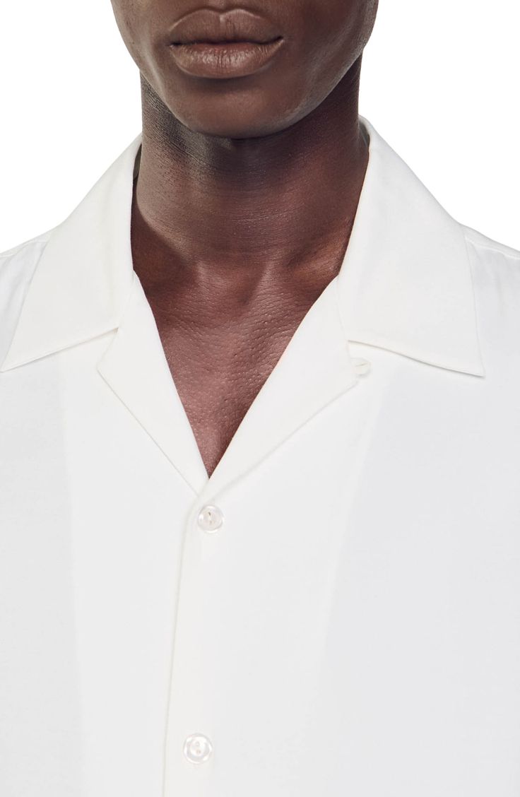 Drapey fabric refines the casual look of a short-sleeve sport shirt designed with a Cuban collar. Convertible Cuban collar V-neck Short sleeves 100% viscose Dry clean Imported Sport Shirt Design, White Collared Shirt, Shark Shirt, Sport Shirt, Collar Shirt, Camping Shirt, Jersey Shirt, Sports Shirts, Collar Shirts