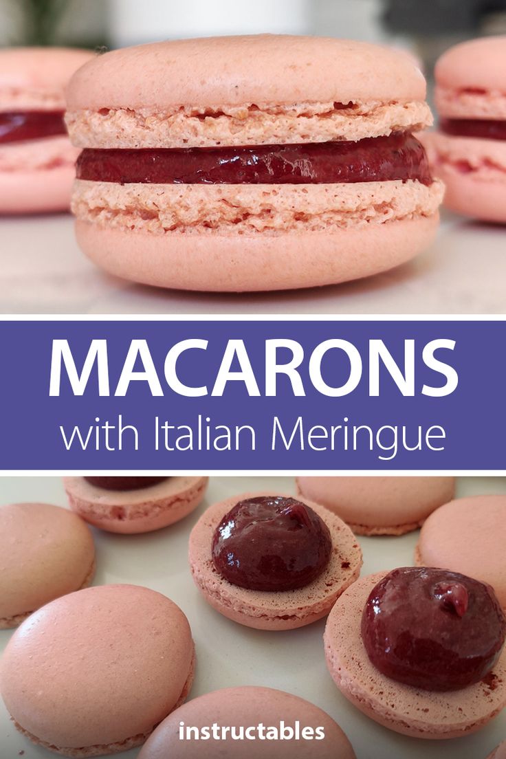 macarons with italian meringue are on display