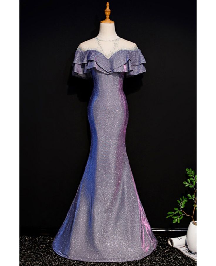 Buy metallic mermaid long party dress with illusion neckline at cheap price online. Free stable shipping and pro custom service since 2009. Banquet Dress For Prom Season With Mermaid Hem, Mermaid Hem Dress For Prom Season Banquet, Mermaid Hem Dress For Banquet And Prom, Banquet Dress With Mermaid Hem For Party Season, Mermaid Hem Dress For Banquet And Prom Season, Gala Banquet Dress With Mermaid Hem, Mermaid Hem Dress For Banquet Party Season, Mermaid Banquet Dress With Sweep Train, Fitted Mermaid Dress For Banquet