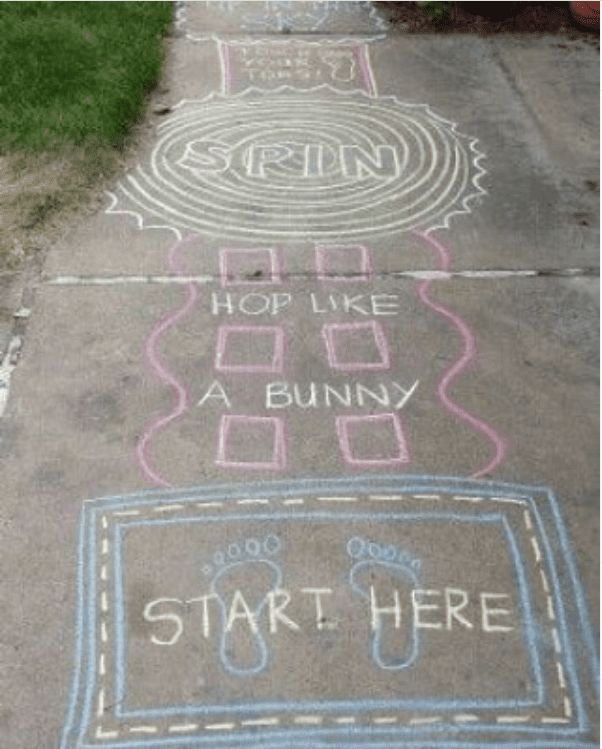 sidewalk chalk art with words written on it