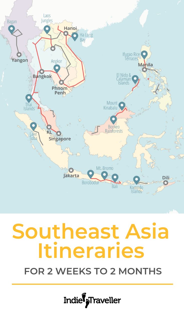 southeast asia itineries for 2 weeks to 2 months