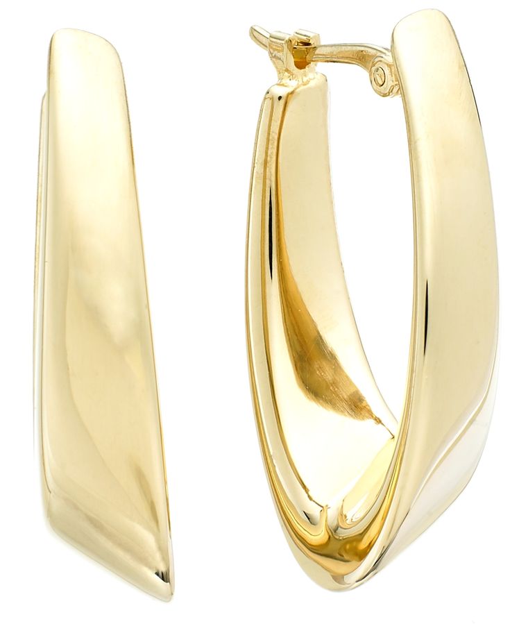 Glamorous with a hint of an edge, these visor drop earrings make a fashionably fierce statement. Crafted from 14k gold. Approximate drop: 1 inch. Trendy Gold Earrings, Buy Earrings, Yellow Earrings, Online Earrings, Mens Gift Sets, Ear Jewelry, Gold Hoop, Looks Vintage, Gold Hoop Earrings