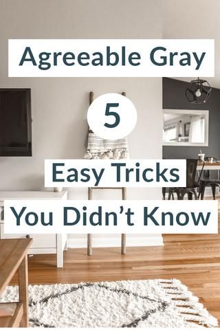 a living room filled with furniture and text that reads, agreeable gray 5 easy tricks you didn't know