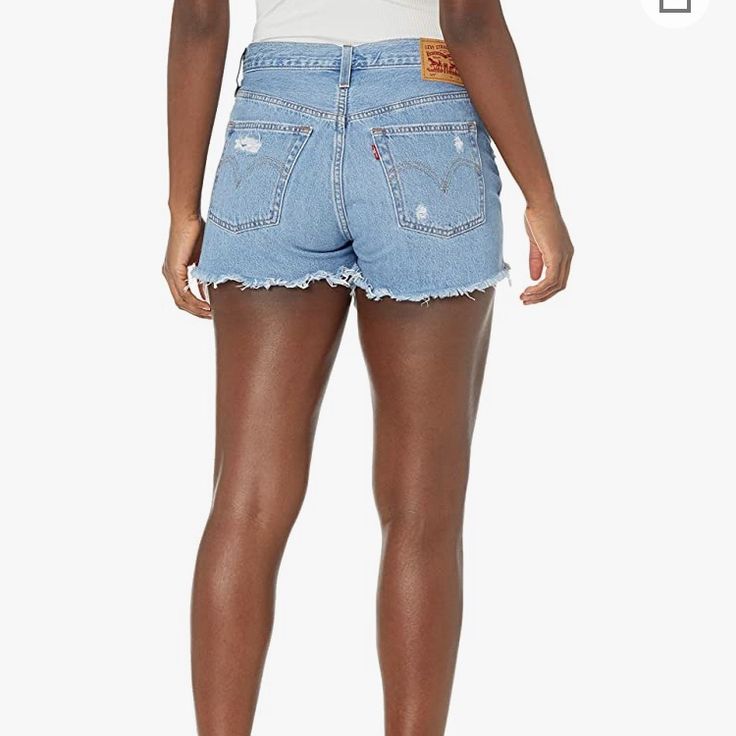 Light Blue, Distressed High Waisted Shorts Levi's Frayed Hem Summer Shorts, Levi's Blue Shorts With Frayed Hem, Summer Levi's Denim Bottoms, Summer Denim Bottoms By Levi's, Blue Levi's Summer Bottoms, Levi's Summer Denim Bottoms, Levi's Summer Blue Bottoms, Levi's High Waist Bottoms With Frayed Hem, Levi's Summer Cutoff Bottoms