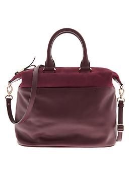 Harper Mixed Media Satchel Suede Satchel With Detachable Handle, Suede Satchel With Detachable Strap, Fall Satchel With Top Carry Handle, Burgundy Satchel With Handles For Shopping, Suede Satchel With Top Carry Handle For Travel, Fall Burgundy Bag With Zipper Closure, Suede Tote Bag With Detachable Strap, Suede Top Handle Satchel For Travel, Top Handle Suede Satchel For Travel