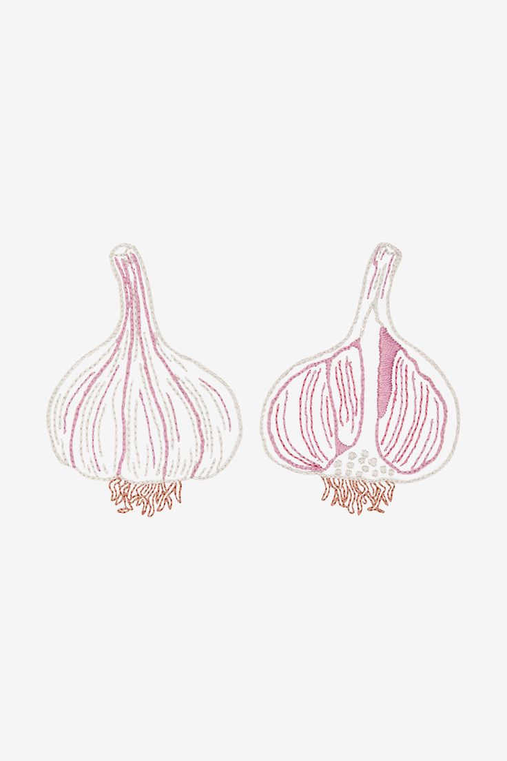 an onion and garlic drawing on a white background