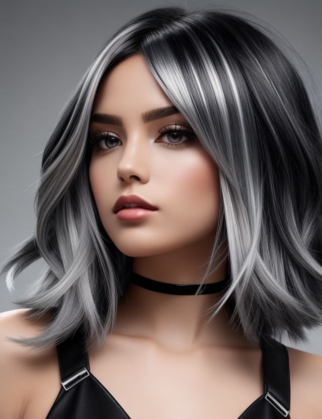 Hair Color Ideas - Hair Color Ideas For Brunettes - Hair Color Highlights - Hair Colors Ideas Silver Balayage Hair, Balayage Hair Styles, Dark Grey Hair Color, Silver Balayage, Silver Hair Highlights, Hair Colors Ideas, Eva Hair, Rambut Brunette, Black Hair Balayage