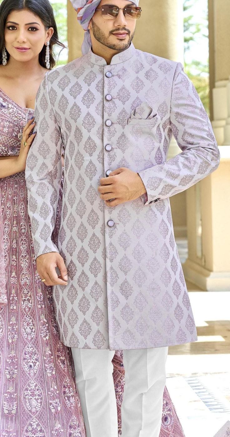 Details : Color- lavander  Any Color you may ask for...(only one color)  Fabric -Imported Fabric  Work Details -self  Bottom Details Color white-- Pajama Package Include : Top , Bottom, kurta  All others accessories are for photography purpose only . Just the Top and bottom available . Color variation may be there slightly , due to computer resolution and camera . Lavender Sherwani For Groom, Elegant Purple Kurta With Pallu, Festive Elegant Lavender Kurta, Festive Lavender Elegant Kurta, Traditional Lavender Set With Intricate Embroidery, Traditional Lavender Sets With Intricate Embroidery, Elegant Purple Sets For Transitional Season, Festive Lavender Set With Traditional Drape, Elegant Transitional Purple Sets