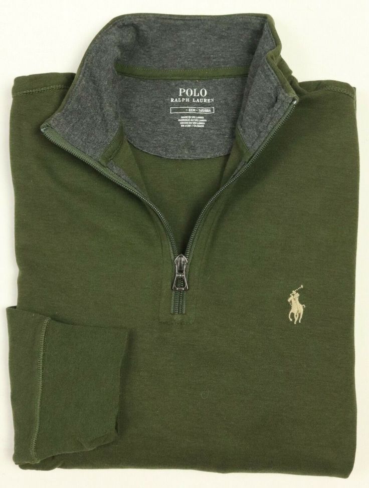 BRAND NEW POLO RALPH LAUREN SWEATER Size XS 100% Guaranteed Authentic with  tag.     Fold-over collar. Long sleeves with cuffs. Quarter-length zip placket. Pony player embroidery at left chest. Rib trim at straight hem. Machine wash, tumble dry. Imported. Armpit to armpit 21"  Please note: Every monitor displays colors and shades differently according to its type, brand, settings and even age. Please contact before order the item if you couldn't accept any bit color difference.  PAYMENT: We are Green Half-zip Cotton Sweatshirt, Green Half-zip Top, Green Half-zip Cotton Top, Green Half-zip Winter Top, Green Cotton Half-zip Top, Winter Half-zip Green Tops, Winter Green Half-zip Top, Half-zip Cotton Top With Ribbed Collar, Cotton Half-zip Top With Ribbed Collar