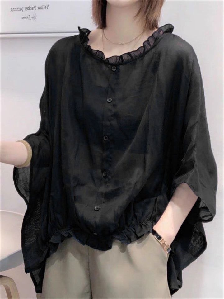 Description Product ID: TP2033644 Material: Polyester, Lyocell Pattern: Solid Color Sleeve: 3/4 Sleeve Season: Summer Style: Popular Occasion: Daily, Home, Dating Package included: 1 * Shirt Size Chart(Asian Size): Please allow 1-3 cm measured error. Size Length Chest Sleeve Length M 60cm - 68cm | 23.6'' - 26.8 in 130cm | 51.2 in 25cm | 9.8 in L 62cm - 70cm | 24.4'' - 27.6 in 135cm | 53.1 in 26cm | 10.2 in XL 64cm - 72cm | 25.2'' - 28.3 in 140cm | 55.1 in 27cm | 10.6 in Batwing Sleeve Shirt, Batwing Sleeve, Bat Wings, Ruffle Trim, Summer Style, Season Summer, Shirt Sleeves, Black Shirt, Sleeve Shirt