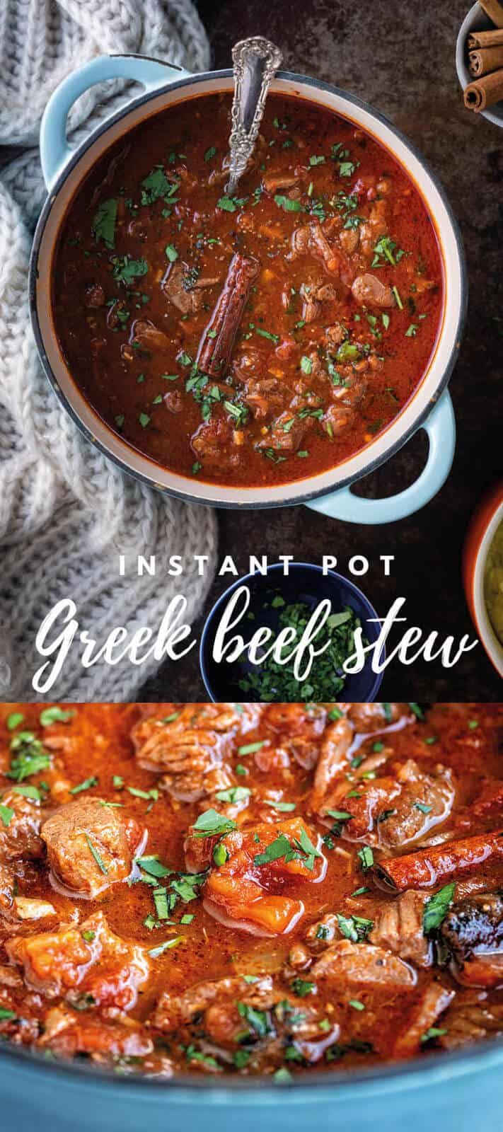 two pictures showing different types of food in the same pan and one with meat stew