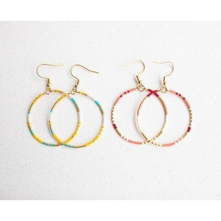 Listing Includes 1 Of Each Color! Adorable Summer Earrings With Fun Colors Of Red/Pink/Gold And Yellow/Blue/Gold Hypoallergenic 18k Gold Pvd On Stainless Steel Hooks (Water-Friendly & Hypoallergenic) Measures 1.5 Inches Across. New In Package. Bundle Items In My Shop To Save On Shipping! Tags Gift For Sister Gift For Girlfriend Wife Gift For Mother Bridesmaid Gift Birthstone Vacation Jewelry Resort Wear Versatile Necklace Whimsical Jewelry Elegant Handcrafted Statement Piece Gorjana Anthropologi Adjustable Hoop Earrings With Colorful Beads, Adjustable Multicolor Hoop Earrings With Ear Wire, Adjustable Hoop Beaded Earrings With Colorful Beads, Adjustable Colorful Beaded Circle Hoop Earrings, Multicolor Hoop Earrings With Tiny Beads, Colorful Small Hoop Earrings For Summer, Summer Hoop Earrings With Colorful Beads, Trendy Hoop Earrings With Tiny Beads, Gold Hoop Earrings With Tiny Beads For Summer