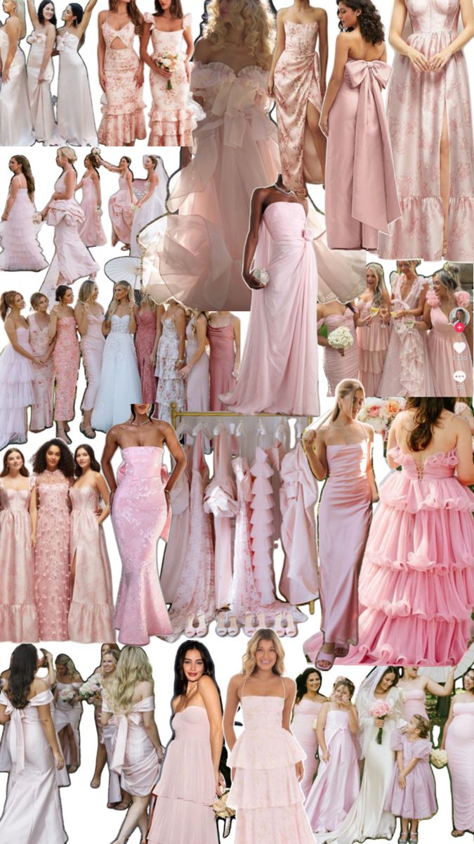 Bridesmaids Dresses Different Shades, Soft Pink Bridesmaid Dresses, Wedding Entourage Gowns, Mismatched Blush Bridesmaid Dresses, Entourage Gowns, Light Pink Bridesmaid Dresses, Blush Pink Bridesmaids, Blush Pink Bridesmaid Dresses, Quinceanera Dresses Pink