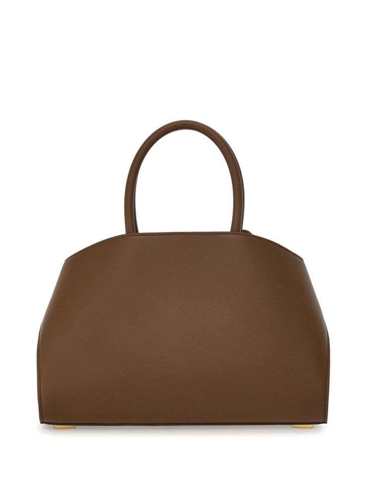 Ferragamo Small Hug Leather Tote Bag - Farfetch Luxury Brown Bags With Double Handle, Luxury Brown Bag With Double Handles, Luxury Brown Double Handle Bags, Timeless Epsom Leather Shoulder Bag With Gold-tone Hardware, Luxury Brown Bags With Gold-tone Hardware, Luxury Brown Double Handle Shoulder Bag, Luxury Brown Shoulder Bag With Gold-tone Hardware, Classic Calf Leather Shoulder Bag With Handles, Brown Epsom Leather Bag With Gold-tone Hardware