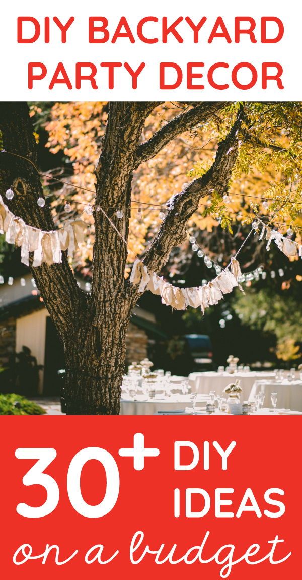 a tree with the words 30 diy backyard party decor on it and an image of a