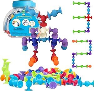 an assortment of colorful plastic toys with numbers and shapes in front of the toy set