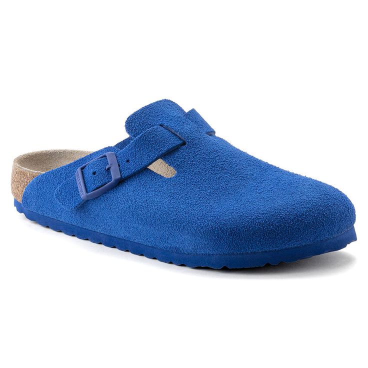 Boston Suede Leather Spring Clogs, Birkenstock Boston Suede, Birkenstock Styles, Ultra Blue, Boys Sandals, Boston Clog, Suede Fashion, Shearling Boots, Birkenstock Boston