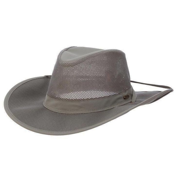 Montana mesh safari hat provides airy, lightweight sun protection. 3.5" wide brim with mesh top and fabric underbrim. Dented crown with mesh sidewall. Chin strap with toggle lock, Rated for excellent UPF 50+ sun protection. Packable hat. Fold it like a taco and secure with the chin strap. 71% nylon, 29% polyester. No Fly Zone hats provide non-toxic, odorless, invisible protection to repel insects. Sweating and washing won't deteriorate effectiveness. Hats maintain protection after 70 washings, e Adjustable Lightweight Mesh Hat, Western Sun Hat For Summer Outdoor Activities, Safari Style Fedora Sun Hat For Outdoor, Western Style Sun Hat For Summer Outdoor Activities, Adjustable Wide Brim Sun Hat For Adventure, Adjustable Brimmed Sun Hat For Adventure, Brimmed Sun Hat For Summer Adventure, Breathable Summer Fishing Hat, Wide Brim Sun Hat For Summer Adventure