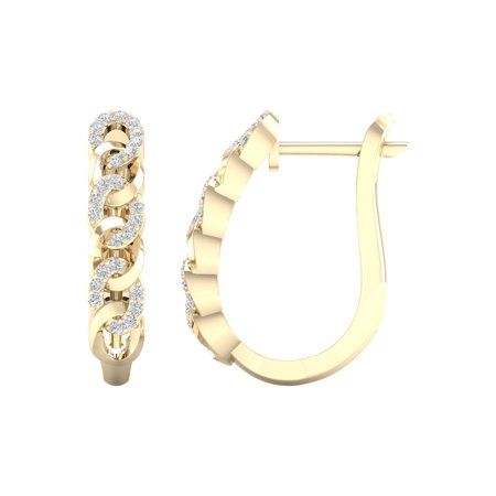 Treat yourself to the sparkle of these fabulous hoop earrings. Crafted in 10k yellow gold, these hoops showcases cuban chain links adorned with diamond accents. Prong-set with round diamonds totalling 0.20Ct TDW and finished to bright polished shine, these hoops are sure to draw attention. These hoop earrings secure comfortably with hinged-backs. Size: One Size. Gender: female. Age Group: adult. Small Hoop Yellow Gold Diamond Earrings With Halo Design, Yellow Gold Diamond Earrings With Halo Design, 14k Gold Hoop Diamond Earrings With Pavé Setting, Yellow Gold Hoop Earrings With Pave Setting For Anniversary, Anniversary Yellow Gold Hoop Earrings With Diamond Accents, 14k Gold Hoop Earrings With Halo Design For Anniversary, Anniversary Yellow Gold Hoop Earrings With Pave Setting, 14k Gold Hoop Earrings With Diamond Accents For Anniversary, Formal Yellow Gold Cubic Zirconia Hoop Earrings