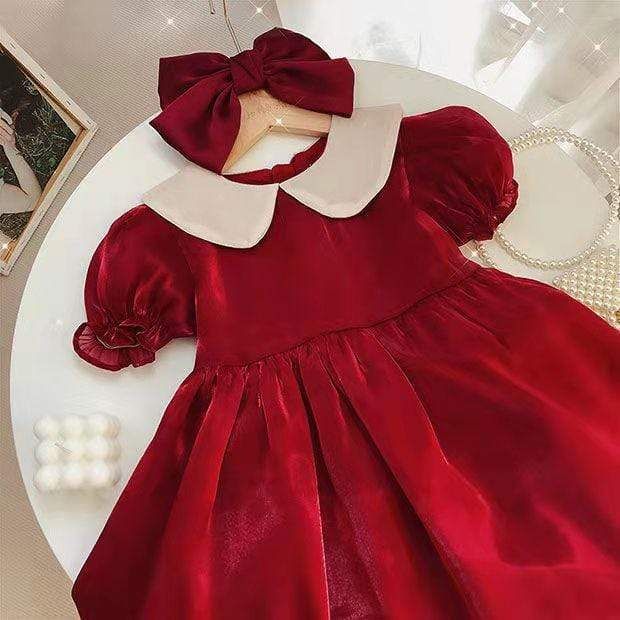 This red princess dress is the perfect staple for your mini's wardrobe. Features a white peter pan collar and puff ruffled sleeve that makes it look elegant. For little girls who love to dress up and feel like a princess. This lovely dress is perfect for any special occasion. Let your little princess be the center of attraction with this lovely red princess dress. Size Tag Size Dress Length Bust Height cm inch cm inch cm inch cm inch 3 - 4Y 100 39.3 60 23.6 30 11.8 90 - 100 35.4 - 39.3 4 - 5Y 11 Elegant Doll Collar Dress For Dress-up, Red Princess Dress With Bow For Dress-up, Solid Color Fitted Princess Dress, Fitted Solid Princess Dress With Ruffles, Princess Style A-line Dress For Dress-up, Elegant Fitted Princess Dress, Solid Color Short Sleeve Princess Dress For Party, Solid Color Short Sleeve Dress For Dress-up, Elegant Solid Color Princess Dress For Dress-up