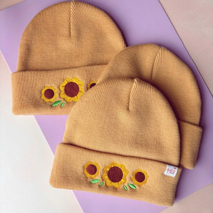 The softest cute cottagecore suntflower hat to remind you of summer even in the cold winter days🌻 One size - measures around 21cm (8in) laid flat. It has a decent amount of stretch so it should suit most people!🌻 This hat is custom made using high quality materials and embroidered in house by me!  Made of a real merino wool and acrylic blend, this hat is incredibly soft and warm. Merino wool is known to be non scratchy and durable! The acrylic and nylon are used to offer some elasticity and to Cute Cotton Beanie Cap, Cute Cotton Cap Beanie, Adjustable Spring Beanie Cap, Warm Cotton Hats For Spring, Cute Outdoor Hats For Spring, Warm Cotton Spring Hats, Cute Outdoor Spring Hats, Cute Adjustable Cotton Beanie, Cute Cream Beanie Hat