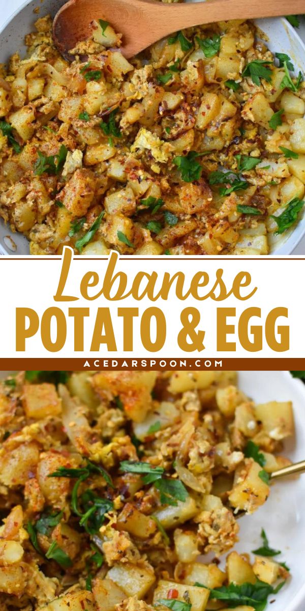 This Lebanese Potato and Egg is an easy summer BBQ side dish that starts with eggs, potatoes with onion, garlic, warm Mediterranean spices, and fresh parsley. It also makes the best 4th of July food! Lebanese Potatoes And Eggs, Easy Egg Dishes Dinners, Vegetarian Recipes With Eggs, Egg Recipes Vegetarian, Halal Brunch Ideas, International Potato Recipes, Potatoes And Eggs Recipes Dinners, Potato Recipes Entree, Mediterranean Diet Potato Recipes