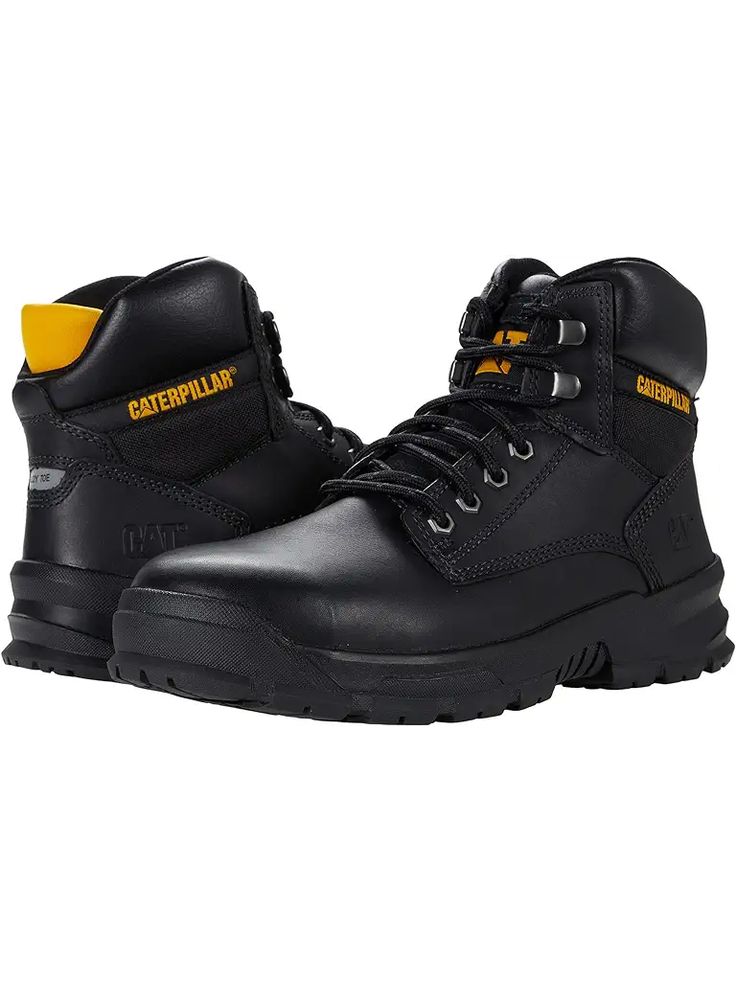 Men's Caterpillar Invader ST Hi | Zappos.com Casual Lace-up Safety Boots, Impact Resistant Black Work Boots For Outdoor, Rugged Black Waterproof Boots For Safety, Black High-top Work Boots For Safety, Black Slip-resistant Safety Boots, Black Impact Resistant Work Boots For Safety, Durable Black Safety Boots, Black Safety Boots With Reinforced Toe, Impact Resistant Black Waterproof Boots For Safety