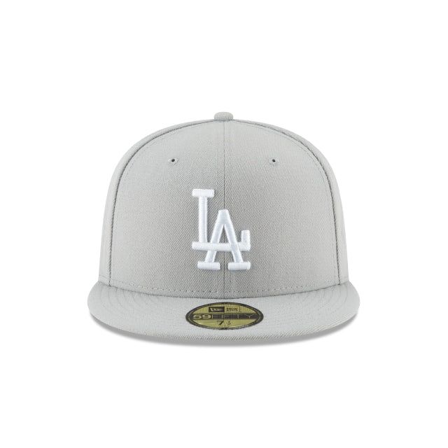 Sport meets fashion. The Los Angeles Dodgers Basic 59FIFTY Fitted Cap features an embroidered Dodgers logo at the front panels with the MLB Batterman logo at the rear and a gray undervisor. Classic Snapback Fitted Hat With Logo Patch, Classic Logo Baseball Cap With Flat Brim, Classic Flat Brim Baseball Cap With Logo, Classic Fitted Hat With Embroidered Logo And Flat Brim, Classic Flat Brim Fitted Hat With Embroidered Logo, Classic Fitted Hat For Streetwear, One Size, Classic Fitted Hat For Streetwear, Classic Fitted Hat With Flat Brim For Sports, Classic Flat Brim Fitted Hat For Sports