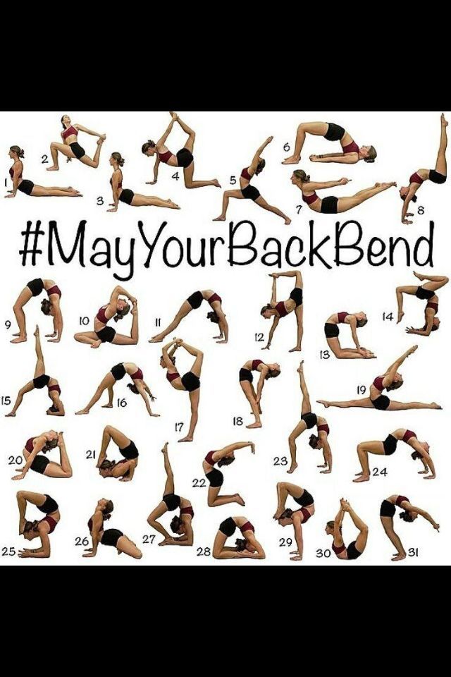 an image of a woman doing yoga poses on her cell phone with the caption'may your back bend '