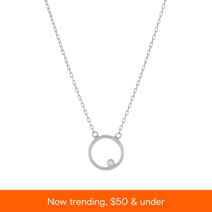 in stock Elegant Silver Open Circle Necklace, Elegant Open Circle Silver Necklace, Sterling Silver Round Necklaces Fine Jewelry, Sterling Silver Round Fine Jewelry Necklaces, Fine Jewelry Sterling Silver Round Necklace, Sterling Silver Round Necklace Fine Jewelry, Sterling Silver Round Pendant With Diamond Accents, Sterling Silver Jewelry With Diamond Accents Round Pendant, Modern Necklace In Cubic Zirconia With Brilliant Cut