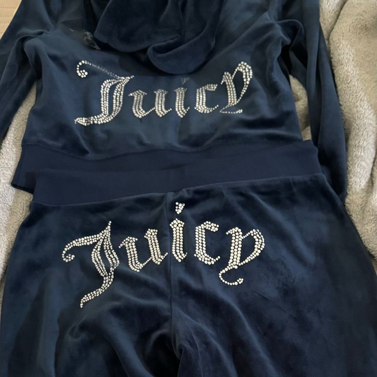 No Tags , Brand New , Never Worn. Size Small Pants And Size Small Top Comes As A Set Navy Blue Tracksuit Navy Blue Juicy Couture Tracksuit, Juicy Sweatpants, Navy Blue Tracksuit, Sweatpants And Sweatshirt, 2000s Tracksuit, Blue Juicy Couture, Trendy Sweatpants, Blue Tracksuit, Velvet Joggers