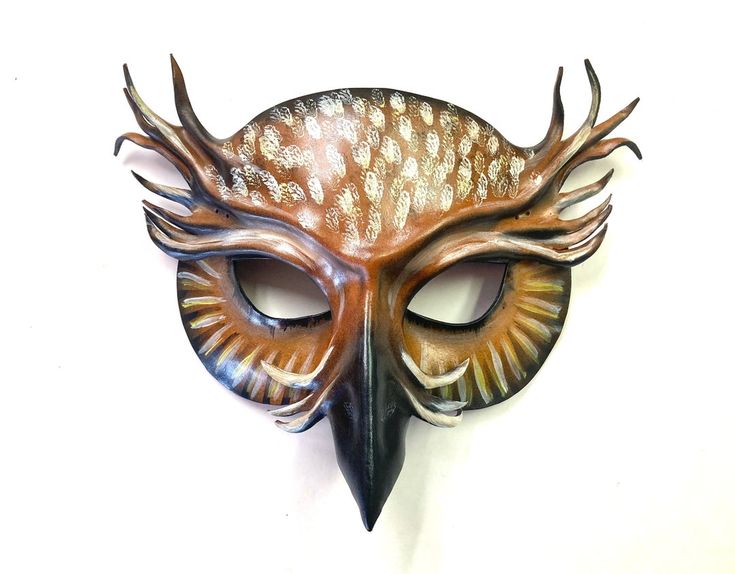 Horned Owl Leather Mask Layered Construction Entirely Hand - Etsy Cyberpunk Geisha, Antler Flower, Simple Owl, Owl Mask, Halloween Masquerade, Art Costume, Leather Mask, Layer Mask, Hand Molding